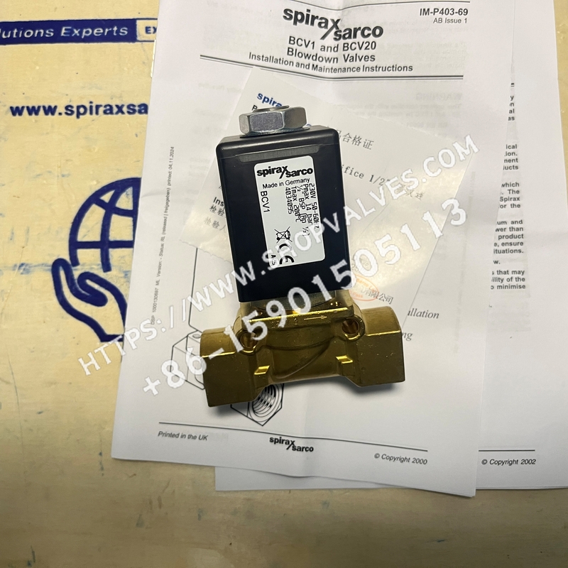 斯派莎克 Spirax Sarco BCV1 1/2"BSP 230V 排污电磁阀 正面及铭牌