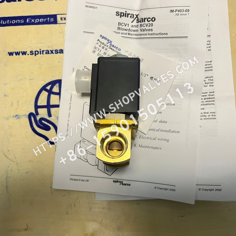 斯派莎克 Spirax Sarco BCV1 1/2"BSP 230V 排污电磁阀 - 侧面
